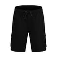 thumbnail image 1 of HOOMEUMY Men's Summer Cargo Shorts Solid Color Straight Drawstring Multi-Pockets Bermuda Beach Shorts Black L, 1 of 4