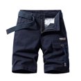 thumbnail image 1 of HOOMEUMY Men's Summer Cargo Shorts Straight Fit Bermuda Knee Length Shorts with Belt Solid Multi-Pockets Blue M, 1 of 3