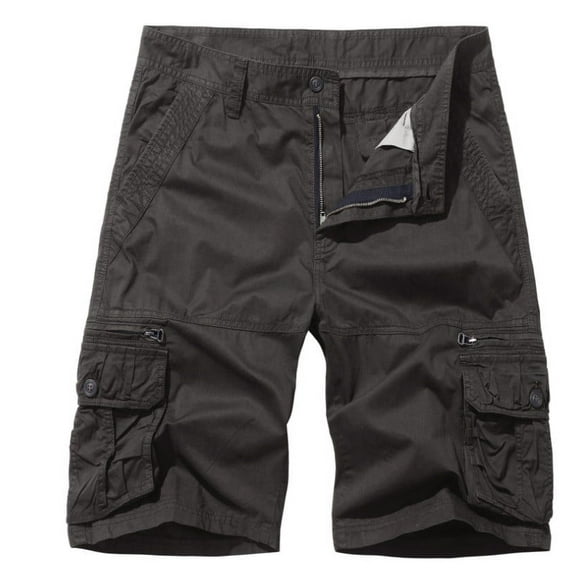 HOOMEUMY Men's Summer Cargo Shorts Straight Fit Bermuda Work Shorts with Pockets Solid Color Outdoor Hiking Knee Length Shorts Gray XXXXL