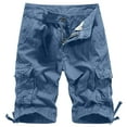 thumbnail image 1 of HOOMEUMY Men's Summer Cargo Shorts Straight Fit Multi-Pocket Bermuda Shorts with Drawstring Blue 6, 1 of 6