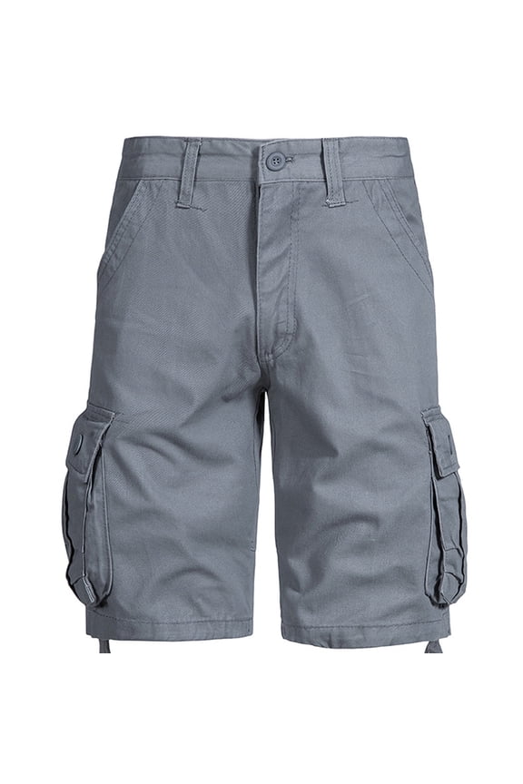 Men's Summer Cargo Shorts Straight Fit Multi-Pockets Work Shorts Outdoor Relaxed Loose Fit Shorts with Belt Gray S