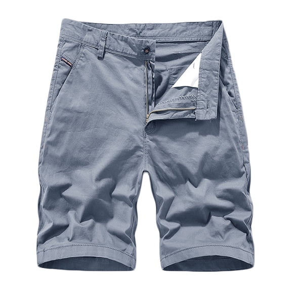 HOOMEUMY Men's Summer Cargo Shorts Straight Fit Wear-resistant Breathable Stretch Khaki Cotton Multi-Pockets Drawstring Bermuda Shorts Gray M