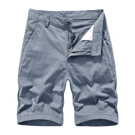 HOOMEUMY Men's Summer Cargo Shorts Straight Fit Wear-resistant Breathable Stretch Khaki Cotton Multi-Pockets Drawstring Bermuda Shorts Gray XL