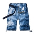 thumbnail image 1 of HOOMEUMY Men's Summer Cargo Shorts Tie Dye Camouflage Multi-Pocket Loose Fit Straight Work Shorts with Belt Blue L, 1 of 9