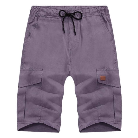 HOOMEUMY Men's Summer Cargo Shorts with Pockets Elastic Quick Dry Multi Pockets Solid Color Straight Loose Fit Shorts Gray XXL