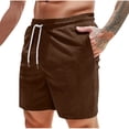 thumbnail image 1 of HOOMEUMY Men's Summer Corduroy Shorts Straight Fit Elastic Waist Beach Shorts with Pockets Solid Color Drawstring Lounge Shorts Brown XXL, 1 of 7
