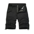 thumbnail image 1 of HOOMEUMY Men's Summer Cotton Cargo Shorts Multi-Pocket Straight Baggy Work Shorts with Belt Solid Loose Fit Black Knee Length Shorts Black L, 1 of 4