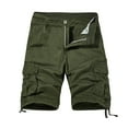 thumbnail image 1 of HOOMEUMY Men's Summer Cotton Cargo Shorts Multi-Pocket Straight Baggy Work Shorts with Belt Solid Loose Fit Black Knee Length Shorts Green L, 1 of 4