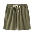 thumbnail image 1 of HOOMEUMY Men's Summer Cotton Linen Shorts Drawstring Elastic Waist Light Weight Beach Shorts with Pockets Green XL, 1 of 7