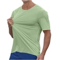 thumbnail image 1 of HOOMEUMY Men's Summer Crew Neck T-Shirt Short Sleeve Solid Color Slim Fit Tee Tops Basic Stretch T-Shirt Green XL, 1 of 8