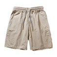 thumbnail image 1 of HOOMEUMY Men's Summer Drawstring Elastic Waist Quick Dry Beach Shorts with Pockets Lightweight Breathable Sports Running Gym Shorts Board Shorts Swim Trunks Khaki 4, 1 of 3