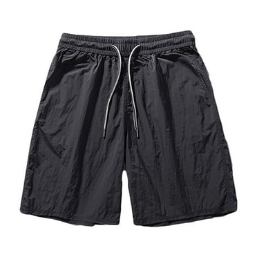 HOOMEUMY Men's Summer Drawstring Elastic Waist Quick Dry Breathable Stretch Casual Cargo Shorts with Zipper Pockets Black XXXL