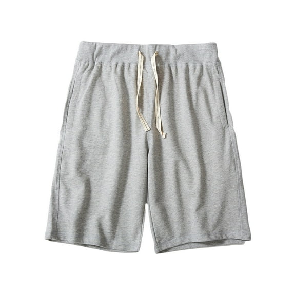 HOOMEUMY Men's Summer Drawstring Elastic Waist Solid Color Shorts Beach Shorts Sports Shorts Home Shorts Gray M