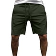 thumbnail image 1 of HOOMEUMY Men's Summer Drawstring Elastic Waist Solid Color Shorts with Pockets Ripped Hole Beach Shorts Sports Shorts Sweatpants Green L, 1 of 6