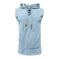 thumbnail image 1 of HOOMEUMY Men's Summer Drawstring Hooded Tank Top Casual Drawstring Hooded Slim Fit Sleeveless Vest with Pockets Blue L, 1 of 7