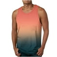 thumbnail image 1 of HOOMEUMY Men's Summer Gradient Athletic Lightweight Tank Top Ombre Color Crew Neck Sleeveless Loose Fit Muscle Tank Top a_Orange S, 1 of 4