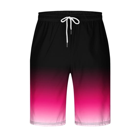 HOOMEUMY Men's Summer Gradient Color Beach Shorts with Pockets Drawstring Elastic Waist Breathable Quick Dry Sports Shorts for Swimming Surfing Holiday Vacation Hot Pink 20