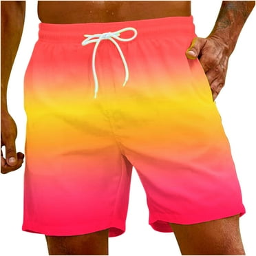 HOOMEUMY Men's Summer Gradient Color Swim Trunks Quick Dry Beach Shorts with Pockets Mesh Lining Bathing Suits Multi-color XXXL