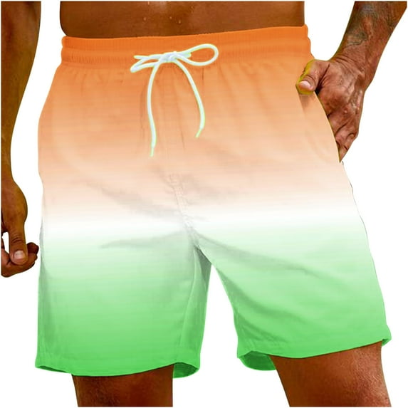 HOOMEUMY Men's Summer Gradient Color Swim Trunks Quick Dry Mesh Lining with Pockets Bathing Suits Beach Shorts Multi-color XXXXXL