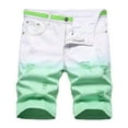 thumbnail image 1 of HOOMEUMY Men's Summer Gradient Ripped Hole Denim Shorts Workout Breathable Lightweight Straight Stretch Slim Fit Beach Jean Shorts Green XL, 1 of 9