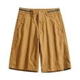 thumbnail image 1 of HOOMEUMY Men's Summer Khaki Shorts Straight Fit Breathable Stretch Flat Front with Belt Loops Zip Fly Multi Pockets Yellow XXXL, 1 of 8