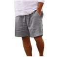 thumbnail image 1 of HOOMEUMY Men's Summer Linen Shorts Drawstring Elastic Waist Breathable Quick Dry Lightweight Beach Shorts with Pockets Gray XXXXL, 1 of 6