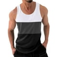 thumbnail image 1 of HOOMEUMY Men's Summer Muscle Tank Top Color Block Sleeveless Crew Neck Loose Fit Tank Top Sports Gym Workout Stringer UnderVest White XL, 1 of 6