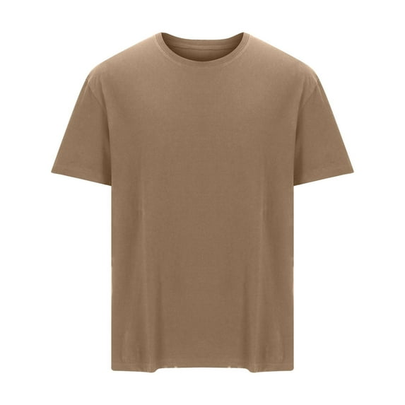 HOOMEUMY Men's Summer Oversized T-Shirt Crew Neck Short Sleeve Solid Loose Fit T-Shirt Basic Tee Tops Brown XXL