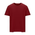 thumbnail image 1 of HOOMEUMY Men's Summer Oversized T-Shirt Crew Neck Short Sleeve Solid Loose Fit T-Shirt Basic Tee Tops Red L, 1 of 4