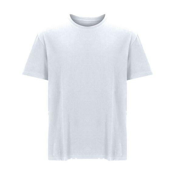 HOOMEUMY Men's Summer Oversized T-Shirt Hip Hop Streetwear Short Sleeve Crew Neck Solid Loose Fit T-Shirt Harajuku Style Tops Tee White XXXL