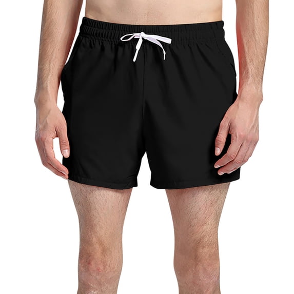 HOOMEUMY Men's Summer Quick Dry Drawstring Swim Trunks Beach Shorts with Pockets Lightweight Bathing Suits Black XL