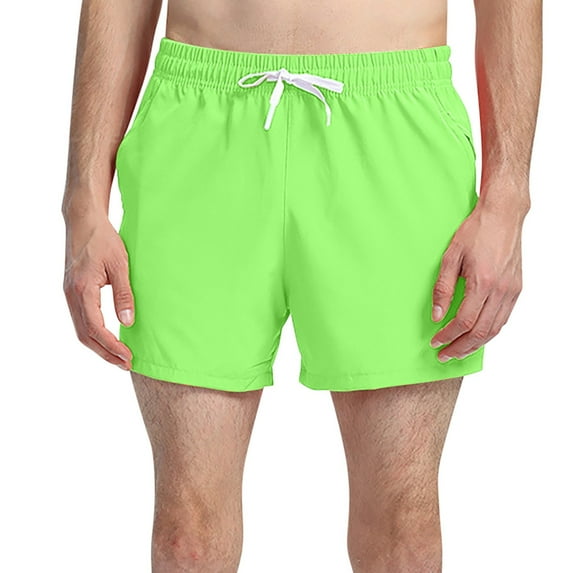 HOOMEUMY Men's Summer Quick Dry Drawstring Swim Trunks Beach Shorts with Pockets Lightweight Bathing Suits Green XL