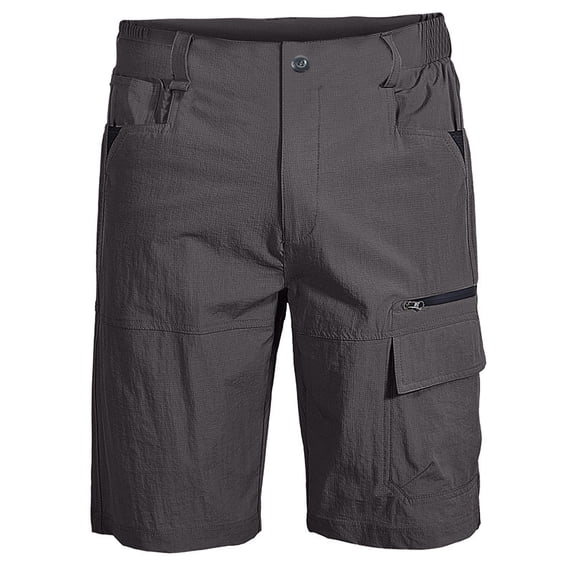 HOOMEUMY Men's Summer Quick Dry Lightweight Casual Loose Fit Breathable Stretch Relaxed Fit Cargo Shorts with Zipper Pockets Gray M