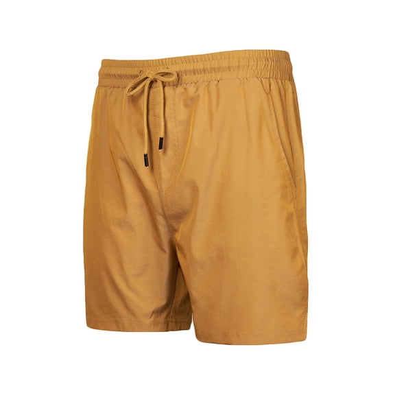 HOOMEUMY Men's Summer Quick Dry Swim Trunks with Pockets Lightweight Mesh Lining Beach Shorts Drawstring Yellow S