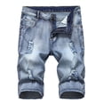 thumbnail image 1 of HOOMEUMY Men's Summer Ripped Hole Stretch Slim Fit Denim Shorts Destroyed Jeans Distressed Half Pants Gray XXL, 1 of 4