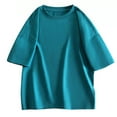 thumbnail image 1 of HOOMEUMY Men's Summer Round Neck Short Sleeve T-Shirt Baggy Loose Solid Color Tee Shirt Femme Oversized Cotton Tunic Tops Blue S, 1 of 7