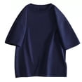thumbnail image 1 of HOOMEUMY Men's Summer Round Neck Short Sleeve T-Shirt Baggy Loose Solid Color Tee Shirt Femme Oversized Cotton Tunic Tops Blue XXL, 1 of 7