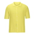 thumbnail image 1 of HOOMEUMY Men's Summer Short Sleeve Golf Shirts Lightweight Slim Fit T-Shirt Waffle Knit Textured Golf Tennis Henley Shirts Yellow S, 1 of 4