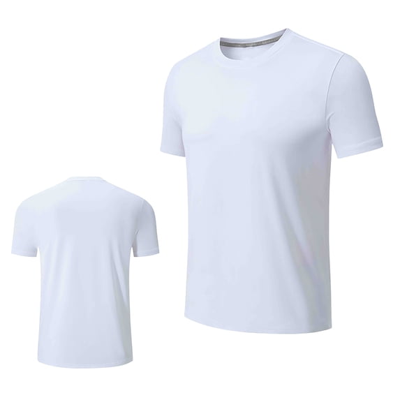 HOOMEUMY Men's Summer Short Sleeve O-Neck T-Shirt Sportswear Quick Dry Breathable Solid Color Fitness Tee Tops Streetwear White XXL