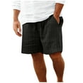 thumbnail image 1 of HOOMEUMY Men's Summer Shorts Corduroy Beach Shorts with Pockets Elastic Waist Drawstring Solid Color Loose Fit Shorts Black S, 1 of 8