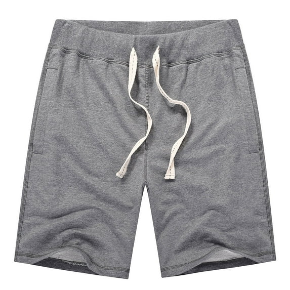 HOOMEUMY Men's Summer Shorts Cotton Linen Loose Fit Stretch Drawstring Elastic Waist Beach Shorts with Pockets Gray L