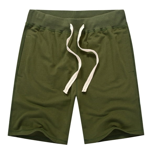 HOOMEUMY Men's Summer Shorts Cotton Linen Loose Fit Stretch Drawstring Elastic Waist Beach Shorts with Pockets Green XL
