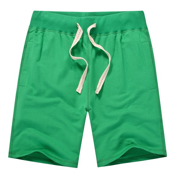 HOOMEUMY Men's Summer Shorts Cotton Linen Loose Fit Stretch Drawstring Elastic Waist Beach Shorts with Pockets Green XL