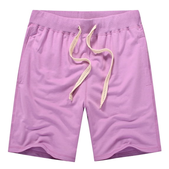 HOOMEUMY Men's Summer Shorts Cotton Linen Loose Fit Stretch Drawstring Elastic Waist Beach Shorts with Pockets Purple M