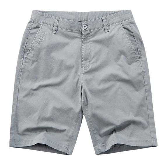 HOOMEUMY Men's Summer Shorts Cotton Linen Solid Color Bermuda Beach Shorts Straight Fit Drawstring Elastic Waist Shorts with Pockets Gray 10