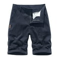 thumbnail image 1 of HOOMEUMY Men's Summer Shorts Cotton Multi-Pocket Straight Loose Fit Bermuda Shorts Zip Fly Solid Khaki Gray Black Blue Plus Size 30-40 Blue XXXXL, 1 of 3