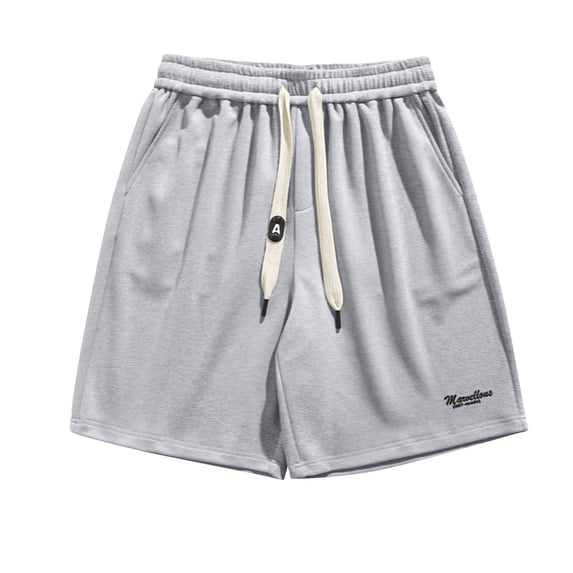 HOOMEUMY Men's Summer Shorts Drawstring Elastic Waist Solid Loose Fit Sports Running Beach Shorts with Pockets Gray XL