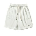 thumbnail image 1 of HOOMEUMY Men's Summer Shorts Drawstring Elastic Waist Solid Loose Fit Sports Running Beach Shorts with Pockets White XXL, 1 of 7
