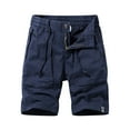 thumbnail image 1 of HOOMEUMY Men's Summer Shorts Lightweight Quick Dry Multi-Pockets Zip Fly Drawstring Above Knee Relaxed Fit Solid Color for Daily Wear Beach Sports Blue XXL, 1 of 4