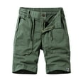 thumbnail image 1 of HOOMEUMY Men's Summer Shorts Lightweight Quick Dry Multi-Pockets Zip Fly Drawstring Above Knee Relaxed Fit Solid Color for Daily Wear Beach Sports Green M, 1 of 4